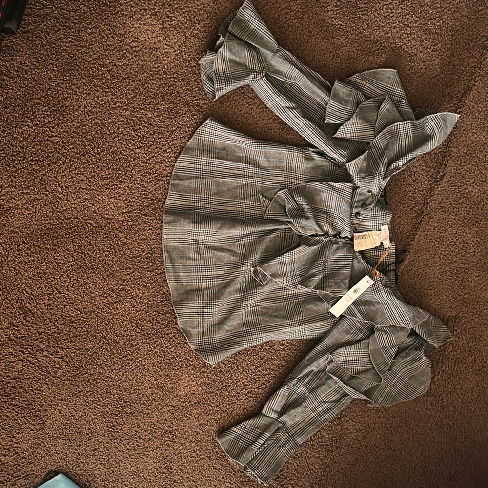 Bought at Love Culture. Large grey off the shoulder blouse.